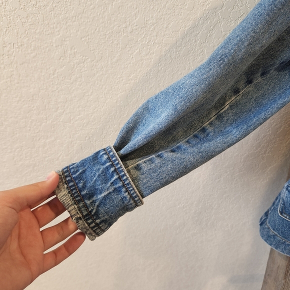 DKNY Womens Blue Button-Up Jean Jacket- Size L - Picture 8 of 9